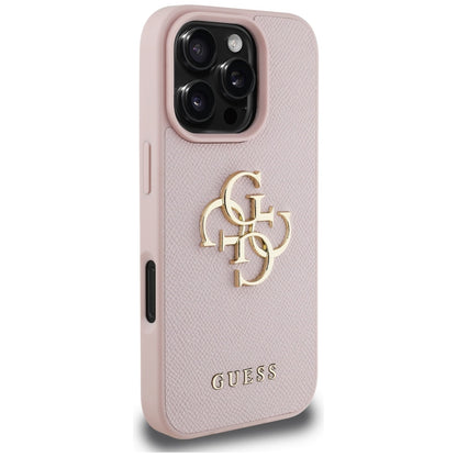 Futrola za Apple iPhone 16 Pro, Guess, Grained Big 4G Logo Small Classic Logo, Roza