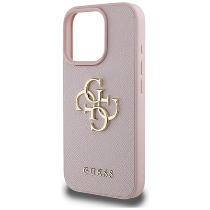 Futrola za Apple iPhone 16 Pro, Guess, Grained Big 4G Logo Small Classic Logo, Roza