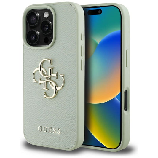Futrola za Apple iPhone 16 Pro, Guess, Grained Big 4G Logo Small Classic Logo, Zelena