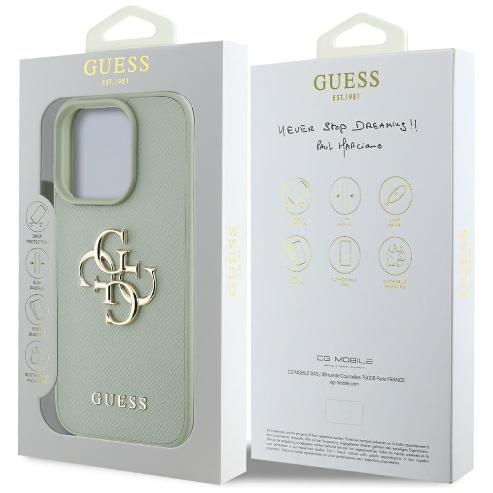 Futrola za Apple iPhone 16 Pro, Guess, Grained Big 4G Logo Small Classic Logo, Zelena