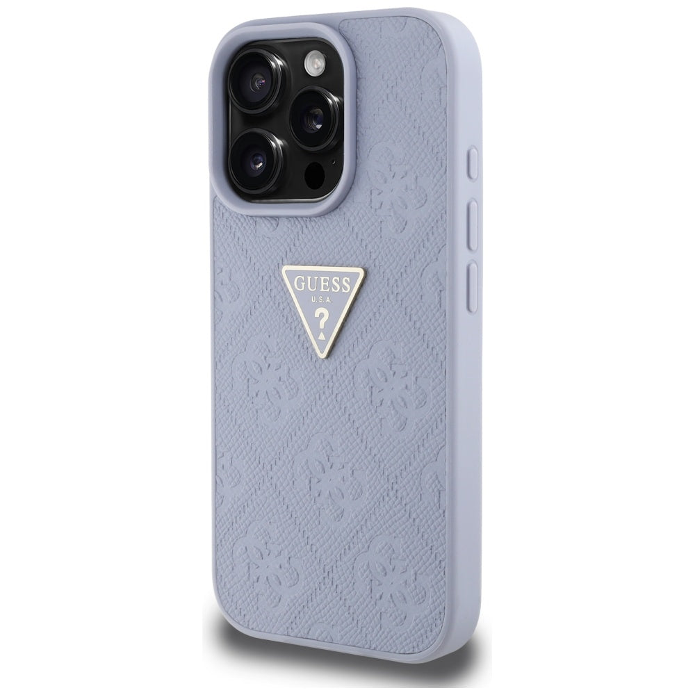 Futrola za Apple iPhone 16 Pro, Guess, Hot Stamp 4G Pattern Triangle Logo, Svijetlo Ljubičasta