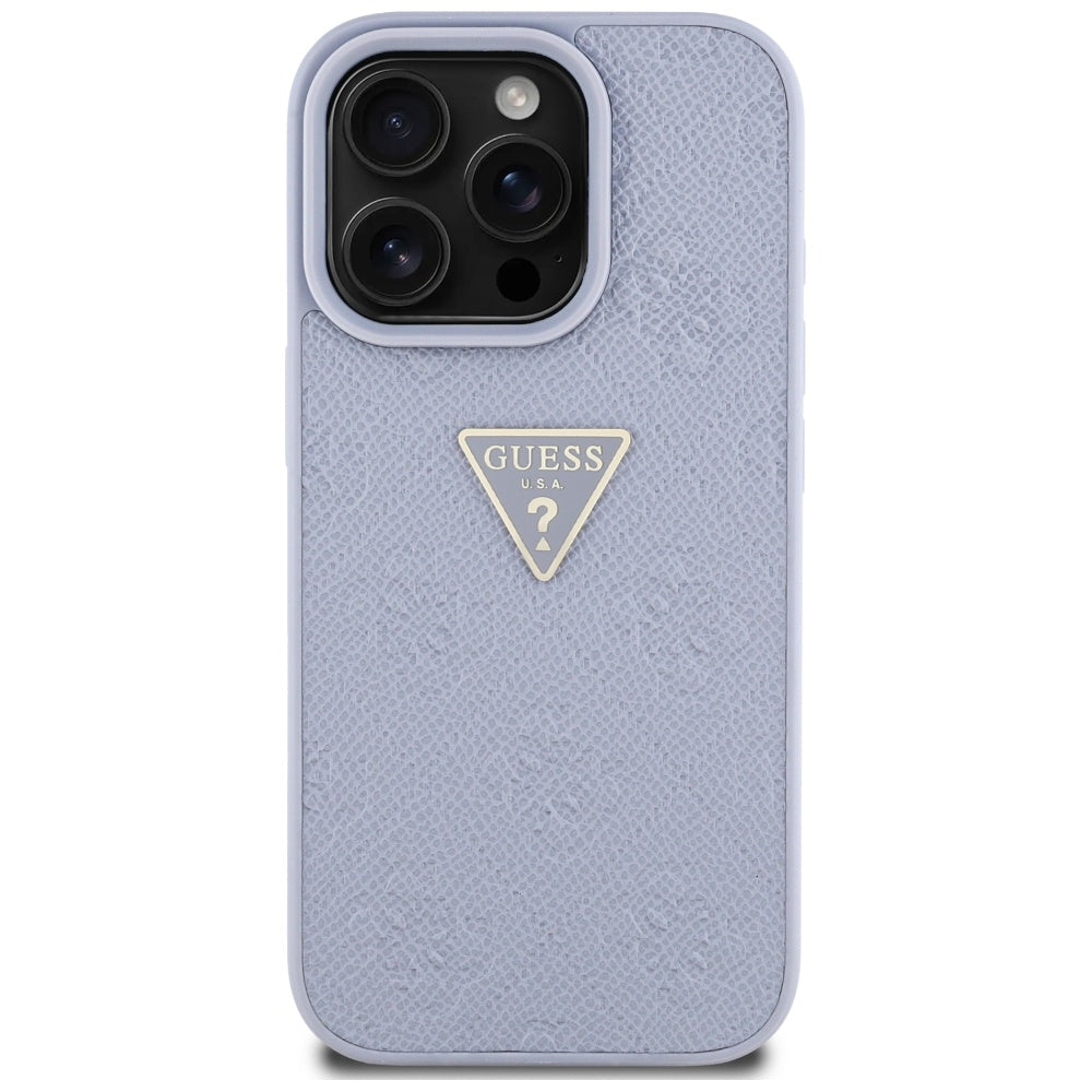 Futrola za Apple iPhone 16 Pro, Guess, Hot Stamp 4G Pattern Triangle Logo, Svijetlo Ljubičasta