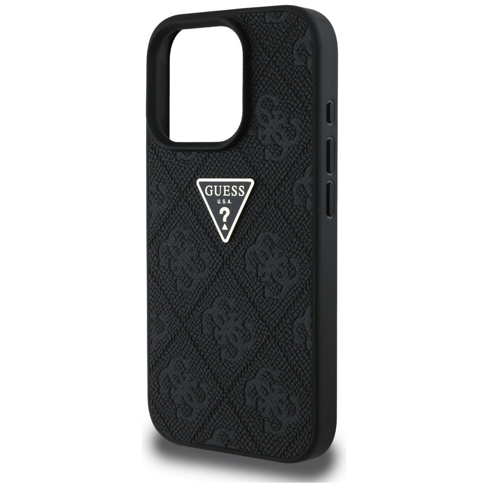 Futrola za Apple iPhone 16 Pro, Guess, Hot Stamp 4G Pattern Triangle Logo, Crna