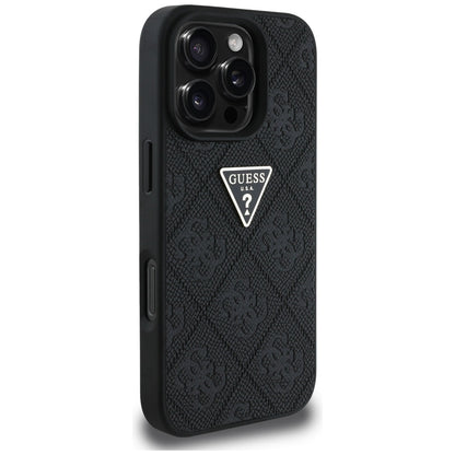 Futrola za Apple iPhone 16 Pro, Guess, Hot Stamp 4G Pattern Triangle Logo, Crna