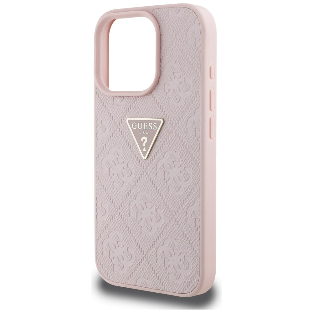 Futrola za Apple iPhone 16 Pro, Guess, Hot Stamp 4G Pattern Triangle Logo, Roza