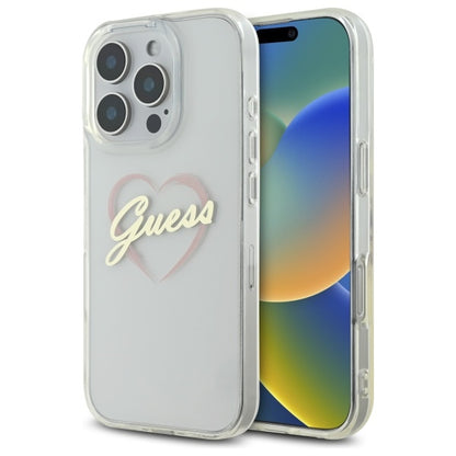 Futrola za Apple iPhone 16 Pro, Guess, IML Heart, Prozirna