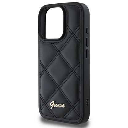 Futrola za Apple iPhone 16 Pro, Guess, Quilted Metal Logo, Crna