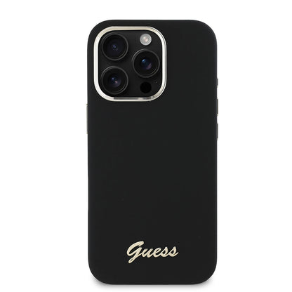 Futrola za Apple iPhone 16 Pro, Guess, Script Metal Logo & Frame, Crna