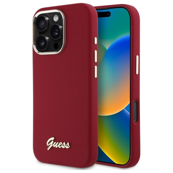 Futrola za Apple iPhone 16 Pro, Guess, Script Metal Logo, Crvena