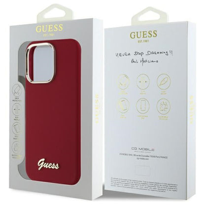 Futrola za Apple iPhone 16 Pro, Guess, Script Metal Logo, Crvena