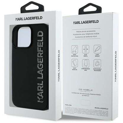 Futrola za Apple iPhone 16 Pro, Karl Lagerfeld, 3D Rubber Elongated Gliiter Logo, Crna