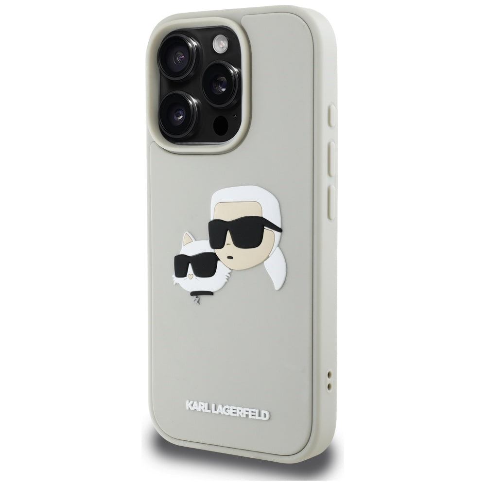 Futrola za Apple iPhone 16 Pro, Karl Lagerfeld, 3D Rubber Karl & Choupette, Bež