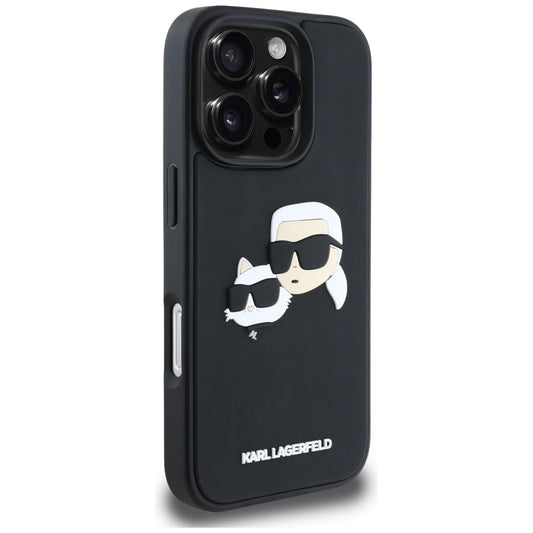 Futrola za Apple iPhone 16 Pro, Karl Lagerfeld, 3D Rubber Karl & Choupette, Crna