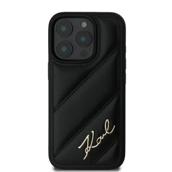 Futrola za Apple iPhone 16 Pro, Karl Lagerfeld, Diagonal Quilted Script, Crna