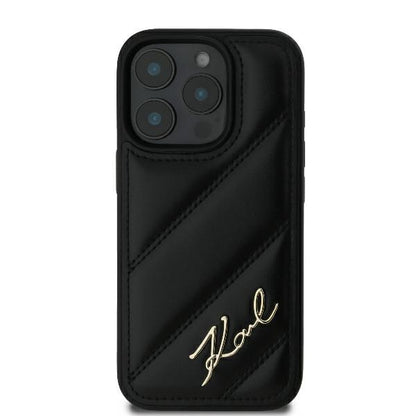 Futrola za Apple iPhone 16 Pro, Karl Lagerfeld, Diagonal Quilted Script, Crna
