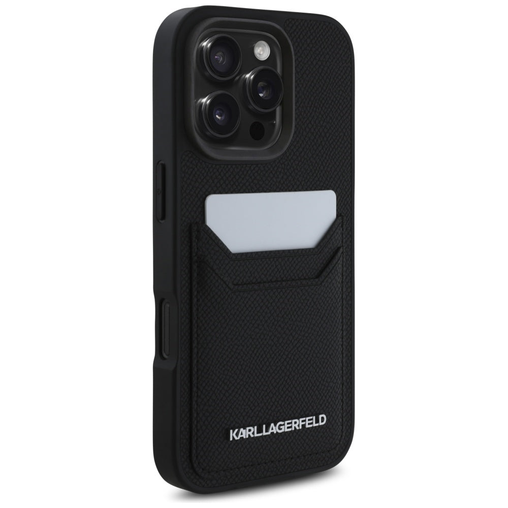 Futrola za Apple iPhone 16 Pro, Karl Lagerfeld, Grained Cardslots, Crna