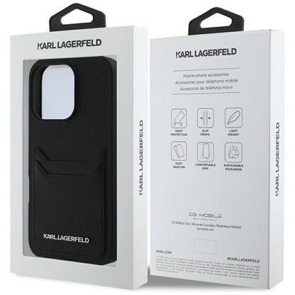 Futrola za Apple iPhone 16 Pro, Karl Lagerfeld, Grained Cardslots, Crna