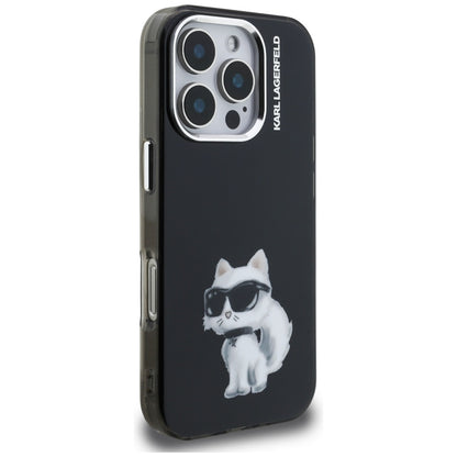 Futrola za Apple iPhone 16 Pro, Karl Lagerfeld, IML Aquarelle Logo Choupette, Crna