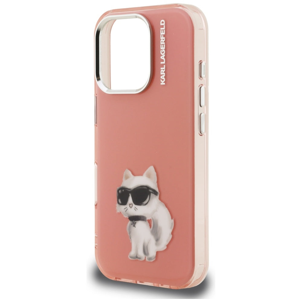 Futrola za Apple iPhone 16 Pro, Karl Lagerfeld, IML Aquarelle Logo Choupette, Roza