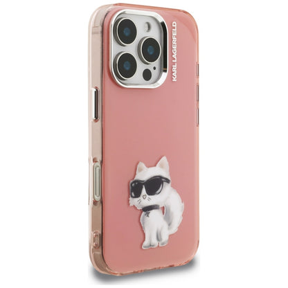 Futrola za Apple iPhone 16 Pro, Karl Lagerfeld, IML Aquarelle Logo Choupette, Roza