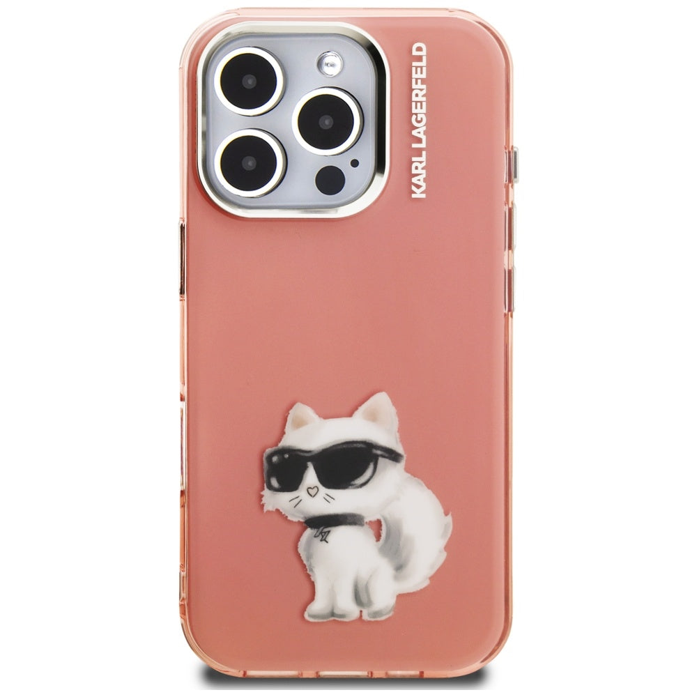 Futrola za Apple iPhone 16 Pro, Karl Lagerfeld, IML Aquarelle Logo Choupette, Roza