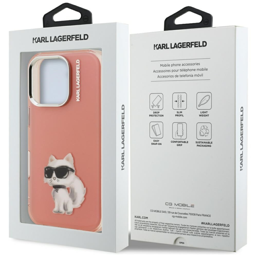 Futrola za Apple iPhone 16 Pro, Karl Lagerfeld, IML Aquarelle Logo Choupette, Roza
