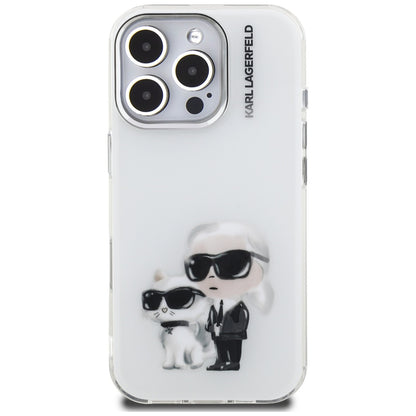 Futrola za Apple iPhone 16 Pro, Karl Lagerfeld, IML Aquarelle Logo Karl & Choupette, Bijela