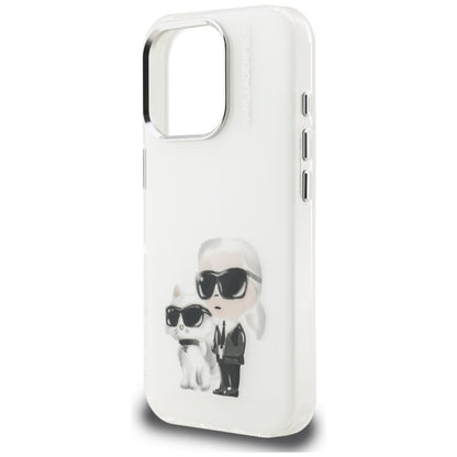 Futrola za Apple iPhone 16 Pro, Karl Lagerfeld, IML Aquarelle Logo Karl & Choupette, Bijela