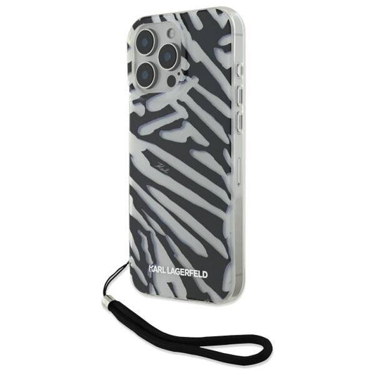 Futrola za Apple iPhone 16 Pro, Karl Lagerfeld, IML Luxury Zebra Pattern with Strap, Crna