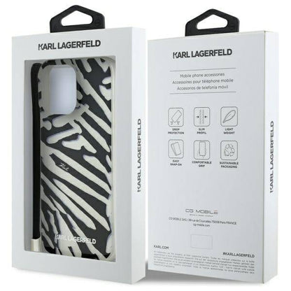 Futrola za Apple iPhone 16 Pro, Karl Lagerfeld, IML Luxury Zebra Pattern with Strap, Crna