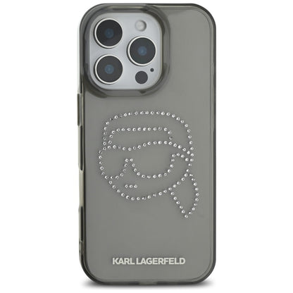 Futrola za Apple iPhone 16 Pro, Karl Lagerfeld, IML Rhinestones Karl's Head, Crna