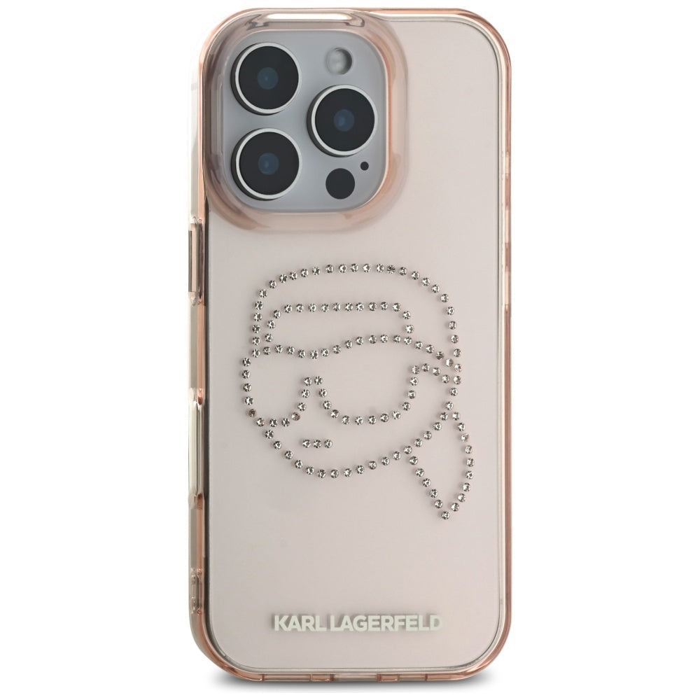 Futrola za Apple iPhone 16 Pro, Karl Lagerfeld, IML Rhinestones Karl's Head, Roza