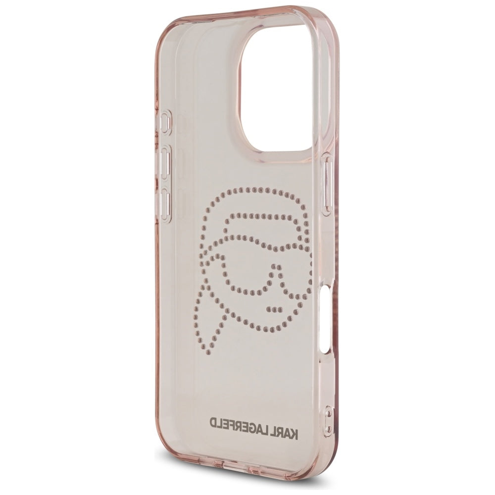 Futrola za Apple iPhone 16 Pro, Karl Lagerfeld, IML Rhinestones Karl's Head, Roza