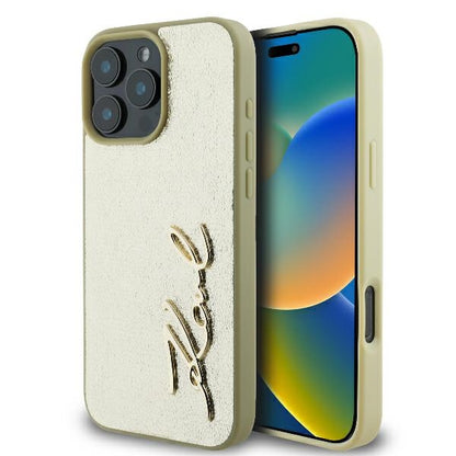 Futrola za Apple iPhone 16 Pro, Karl Lagerfeld, Metal Signature, Zlatna