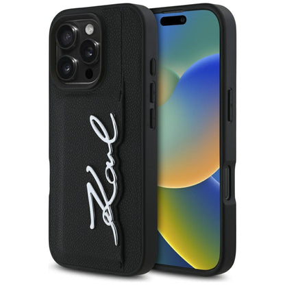 Futrola za Apple iPhone 16 Pro, Karl Lagerfeld, Metal Signature, Crna
