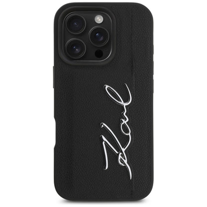 Futrola za Apple iPhone 16 Pro, Karl Lagerfeld, Metal Signature, Crna