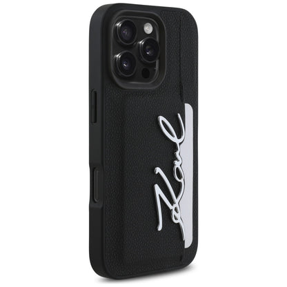 Futrola za Apple iPhone 16 Pro, Karl Lagerfeld, Metal Signature, Crna