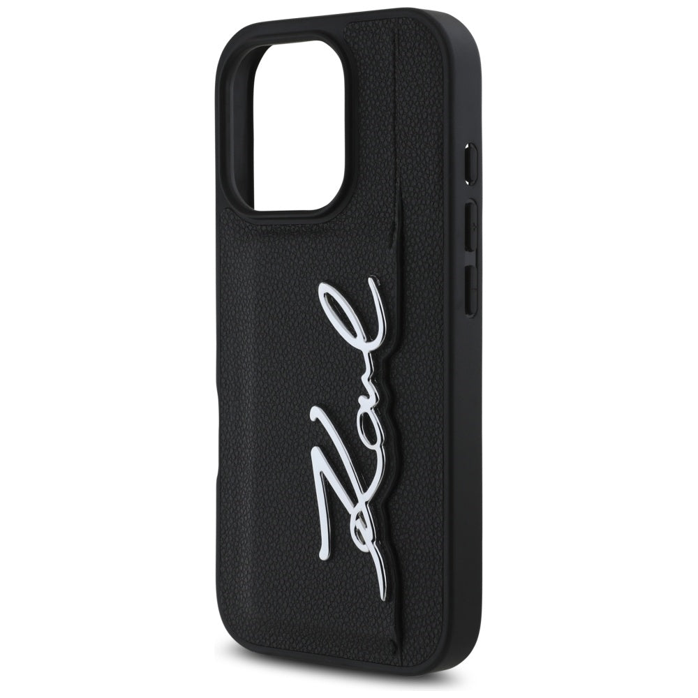 Futrola za Apple iPhone 16 Pro, Karl Lagerfeld, Metal Signature, Crna