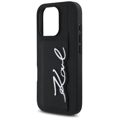 Futrola za Apple iPhone 16 Pro, Karl Lagerfeld, Metal Signature, Crna