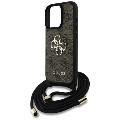 Futrola za Apple iPhone 16 Pro Max, Guess, 4G CBDY Big Logo with Cord Strap, Smeđa