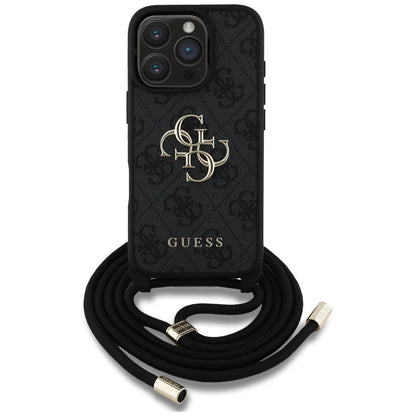 Futrola za Apple iPhone 16 Pro Max, Guess, 4G CBDY Big Logo with Cord Strap, Crna