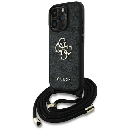 Futrola za Apple iPhone 16 Pro Max, Guess, 4G CBDY Big Logo with Cord Strap, Crna