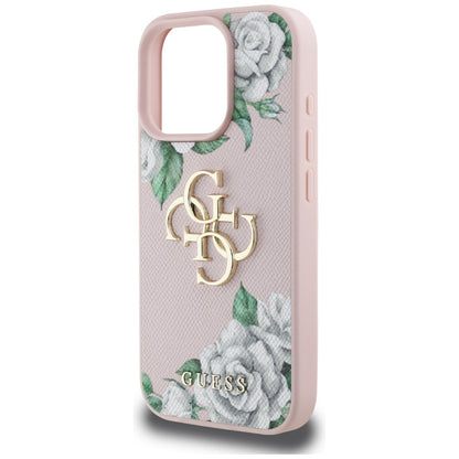 Futrola za Apple iPhone 16 Pro Max, Guess, 4G Grained Roses Big Logo, Roza