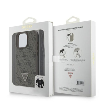 Futrola za Apple iPhone 16 Pro Max, Guess, Crossbody 4G Triangle Strass, Smeđa