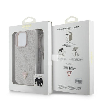 Futrola za Apple iPhone 16 Pro Max, Guess, Crossbody 4G Triangle Strass, Roza