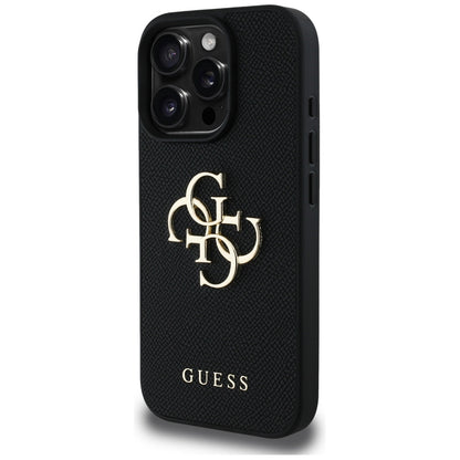 Futrola za Apple iPhone 16 Pro Max, Guess, Grained Big 4G Logo Small Classic Logo, Crna