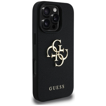 Futrola za Apple iPhone 16 Pro Max, Guess, Grained Big 4G Logo Small Classic Logo, Crna