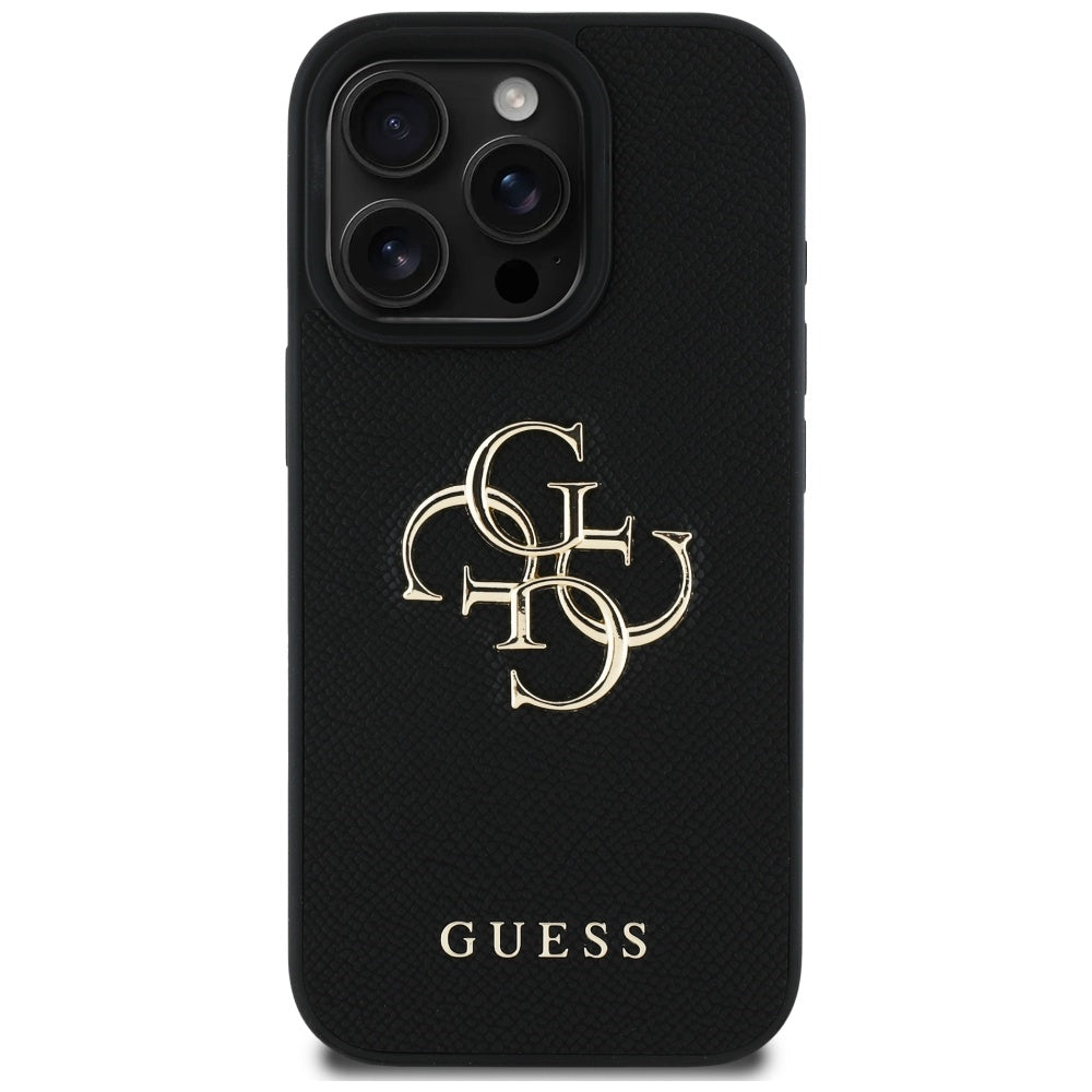 Futrola za Apple iPhone 16 Pro Max, Guess, Grained Big 4G Logo Small Classic Logo, Crna
