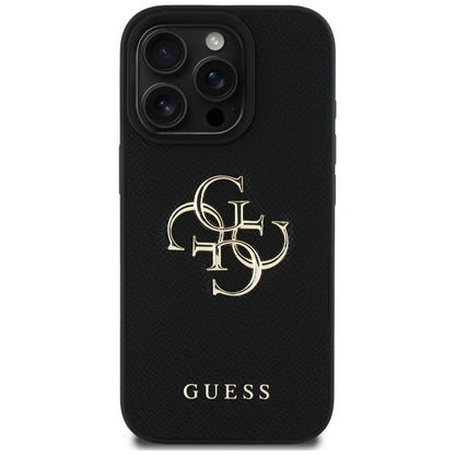 Futrola za Apple iPhone 16 Pro Max, Guess, Grained Big 4G Logo Small Classic Logo, Crna