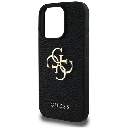 Futrola za Apple iPhone 16 Pro Max, Guess, Grained Big 4G Logo Small Classic Logo, Crna